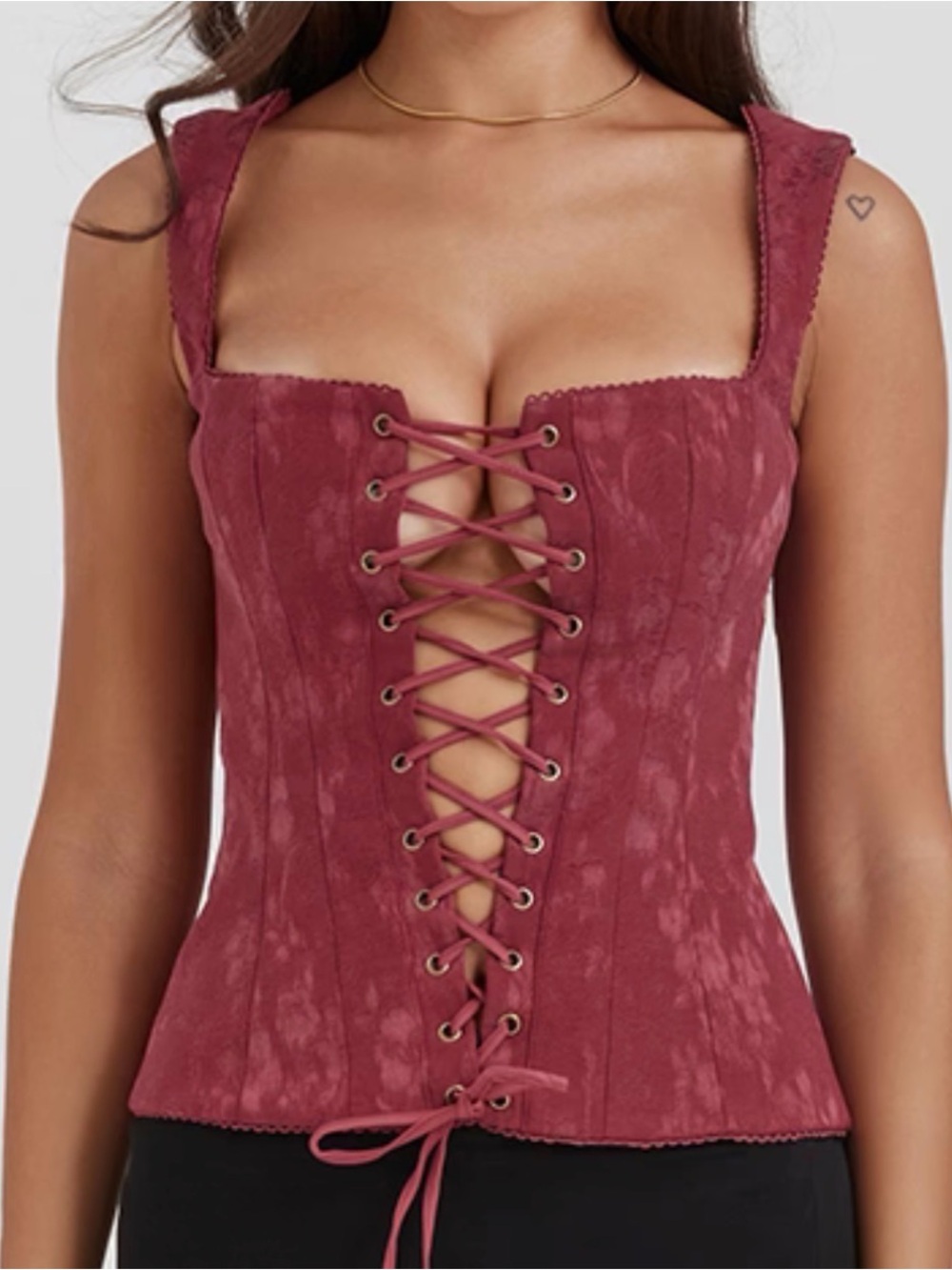 House of CB: Lace-Up Dusty Rose Corset Top